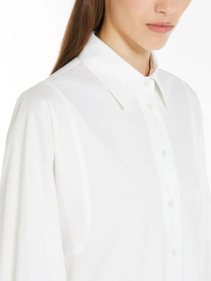 Women Max Mara Blouses Striped Cotton Shirt Optical White