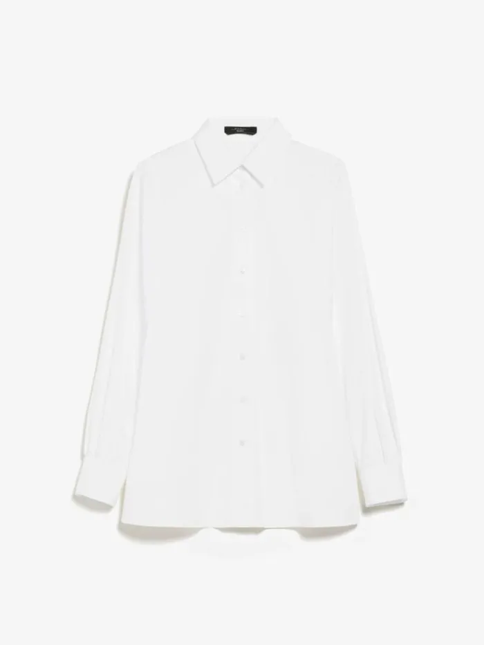 Women Max Mara Blouses Striped Cotton Shirt Optical White