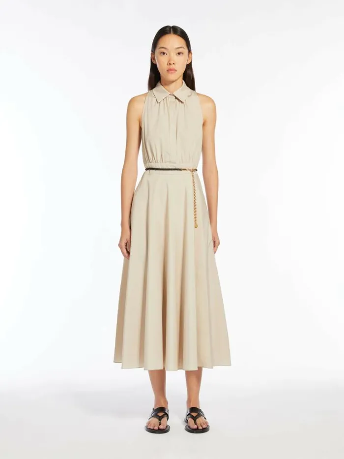 Women Max Mara Dresses Cotton Poplin Polo Dress Beige