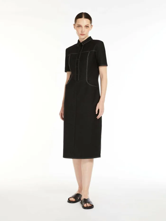 Women Max Mara Dresses Denimlook Jersey Shirt Dress Black