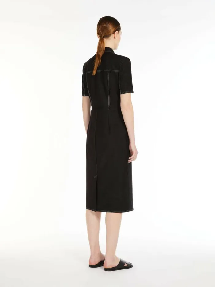 Women Max Mara Dresses Denimlook Jersey Shirt Dress Black