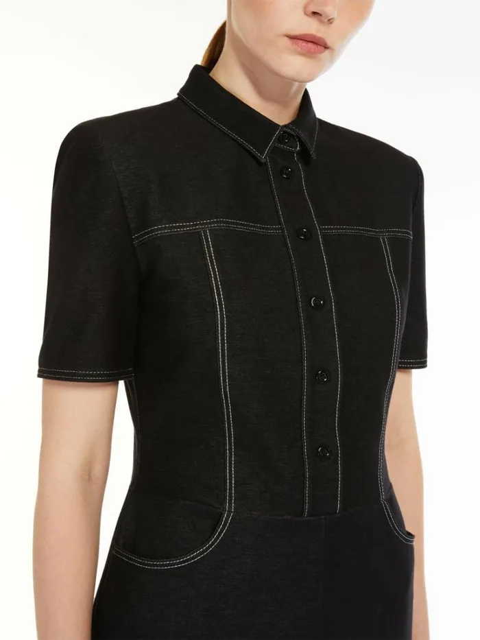 Women Max Mara Dresses Denimlook Jersey Shirt Dress Black