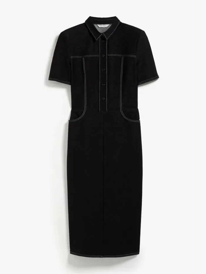 Women Max Mara Dresses Denimlook Jersey Shirt Dress Black