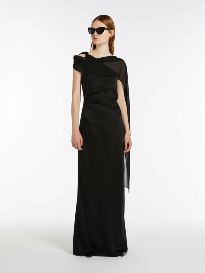 Women Max Mara Dresses Envers Satin Oneshoulder Dress Black