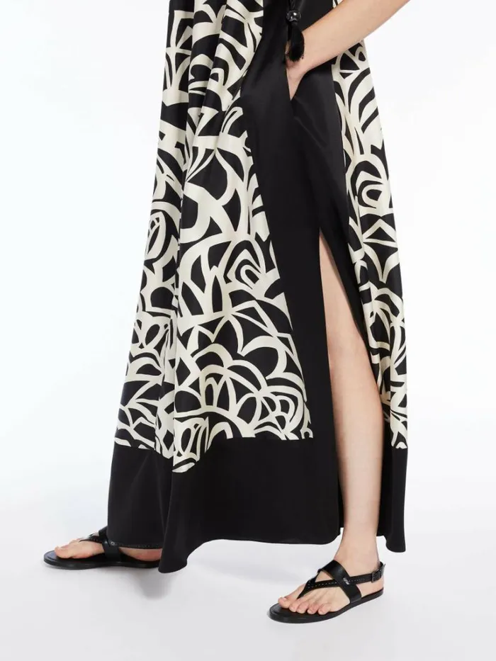 Women Max Mara Dresses Printed Silk Halter Neck Dress Black White