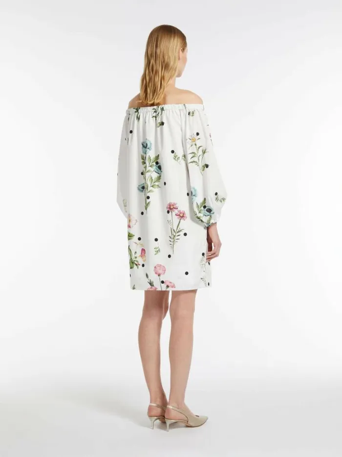 Women Max Mara Dresses Printed Taffeta Balloon Dress Optical White