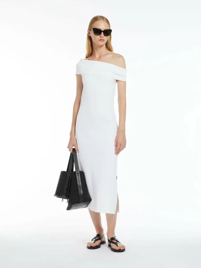 Women Max Mara Dresses Viscose Knit Slimfit Dress Optical White