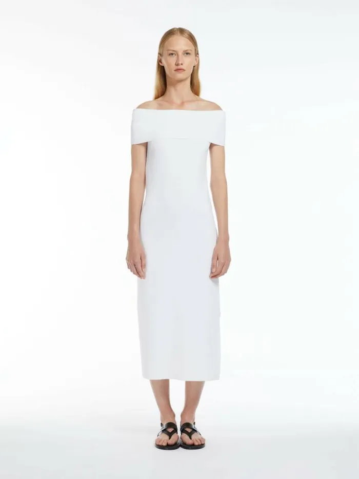 Women Max Mara Dresses Viscose Knit Slimfit Dress Optical White