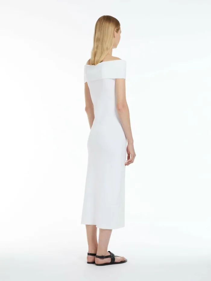 Women Max Mara Dresses Viscose Knit Slimfit Dress Optical White