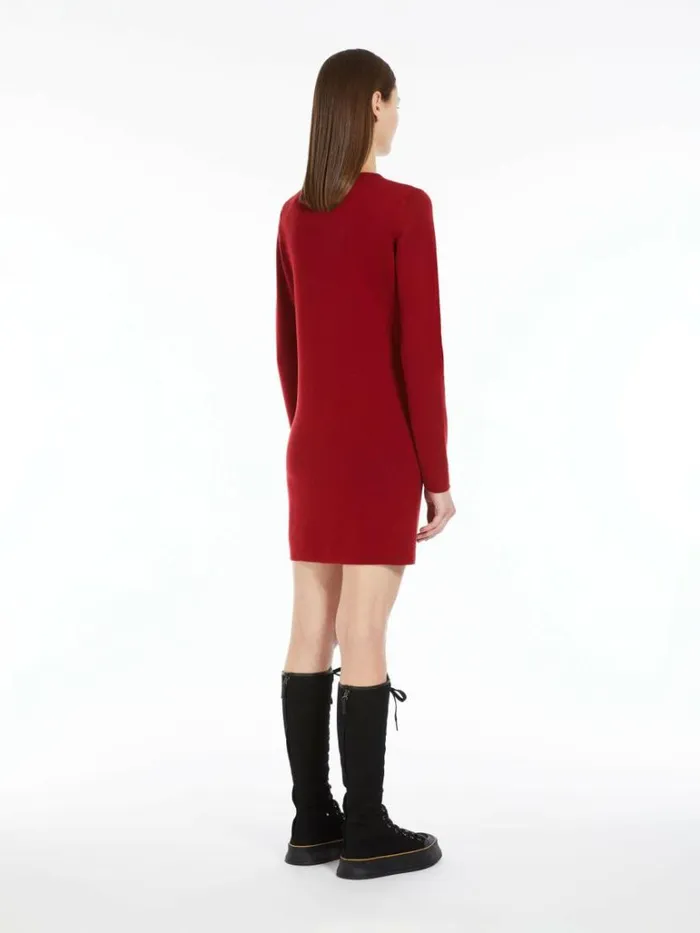 Women Max Mara Dresses Wool Yarn Mini Dress Dark Red