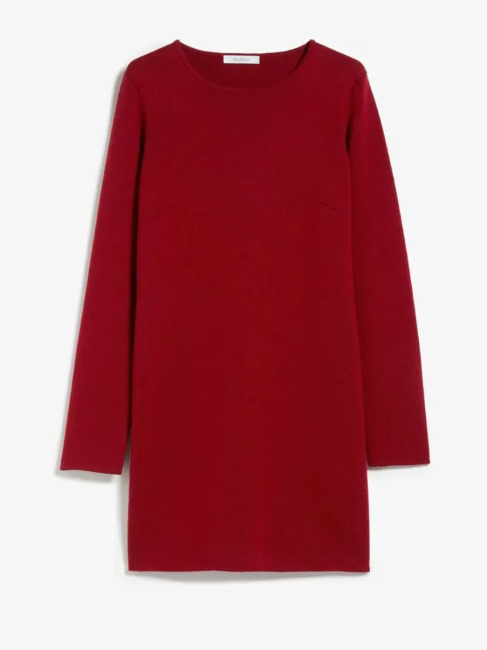 Women Max Mara Dresses Wool Yarn Mini Dress Dark Red