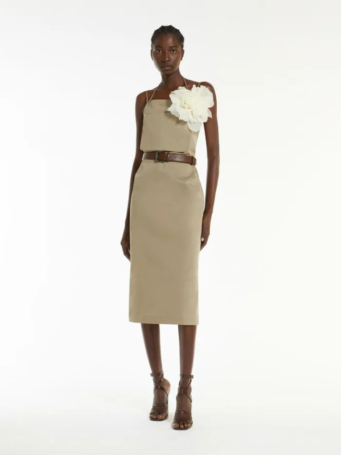 Women Max Mara Dresses Workwear Dress In Stretch Gabardine Kaki