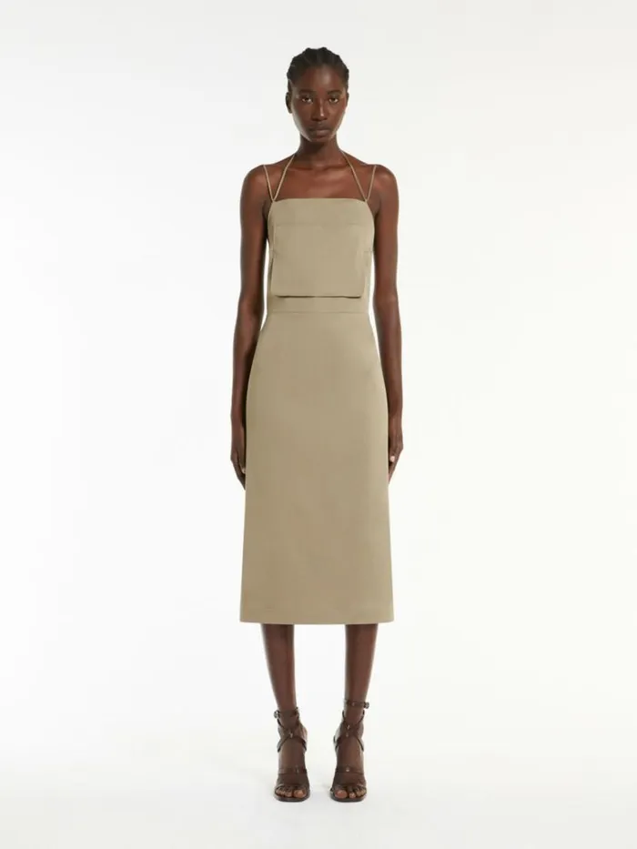 Women Max Mara Dresses Workwear Dress In Stretch Gabardine Kaki