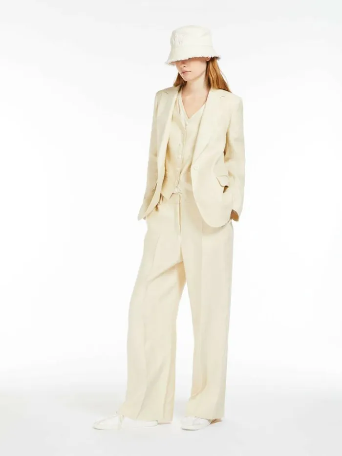 Women Max Mara Jackets And Blazers Linen Waistcoat Sand