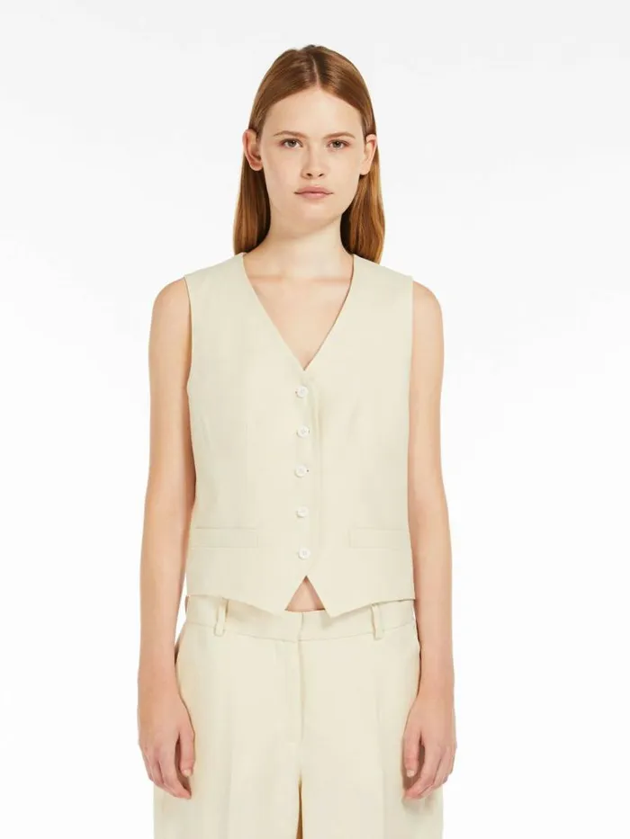Women Max Mara Jackets And Blazers Linen Waistcoat Sand