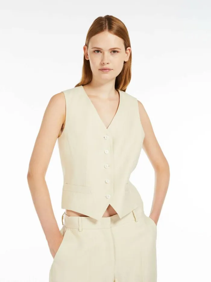 Women Max Mara Jackets And Blazers Linen Waistcoat Sand