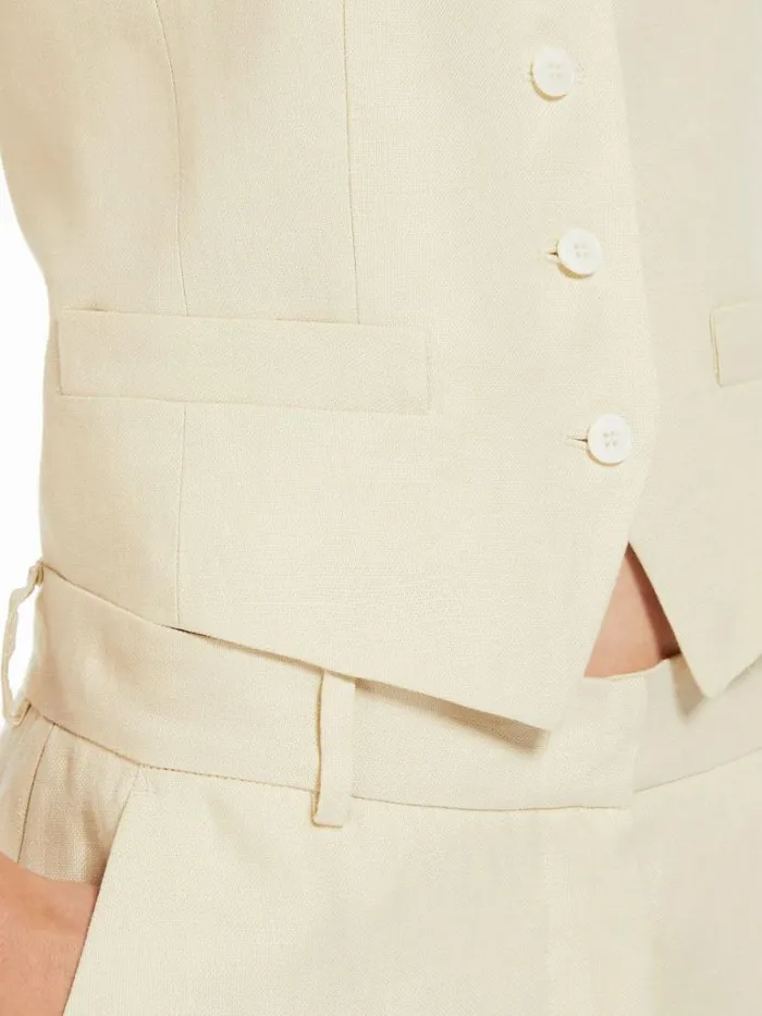 Women Max Mara Jackets And Blazers Linen Waistcoat Sand