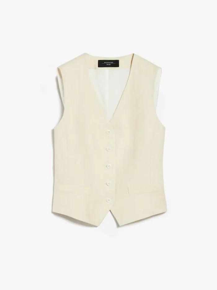 Women Max Mara Jackets And Blazers Linen Waistcoat Sand