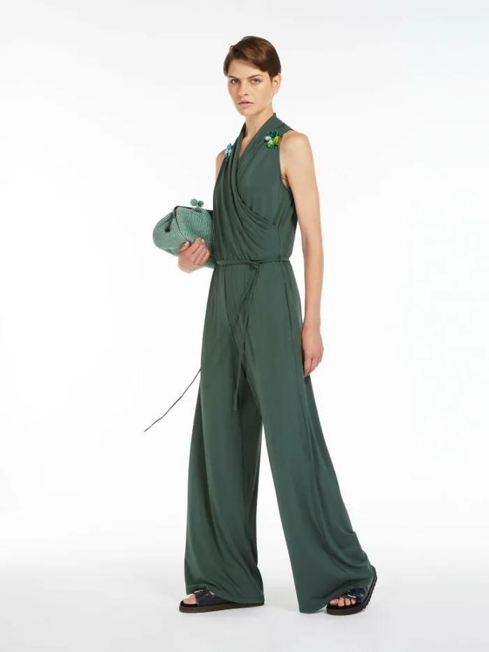 Women Max Mara Jumpsuits Viscose Crepe Jersey Jumpsuit Green