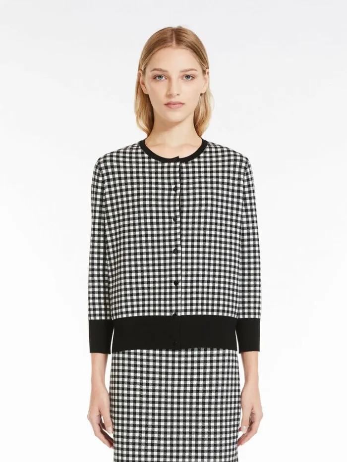 Women Max Mara Knitwear Jacquard Viscose Cardigan Black