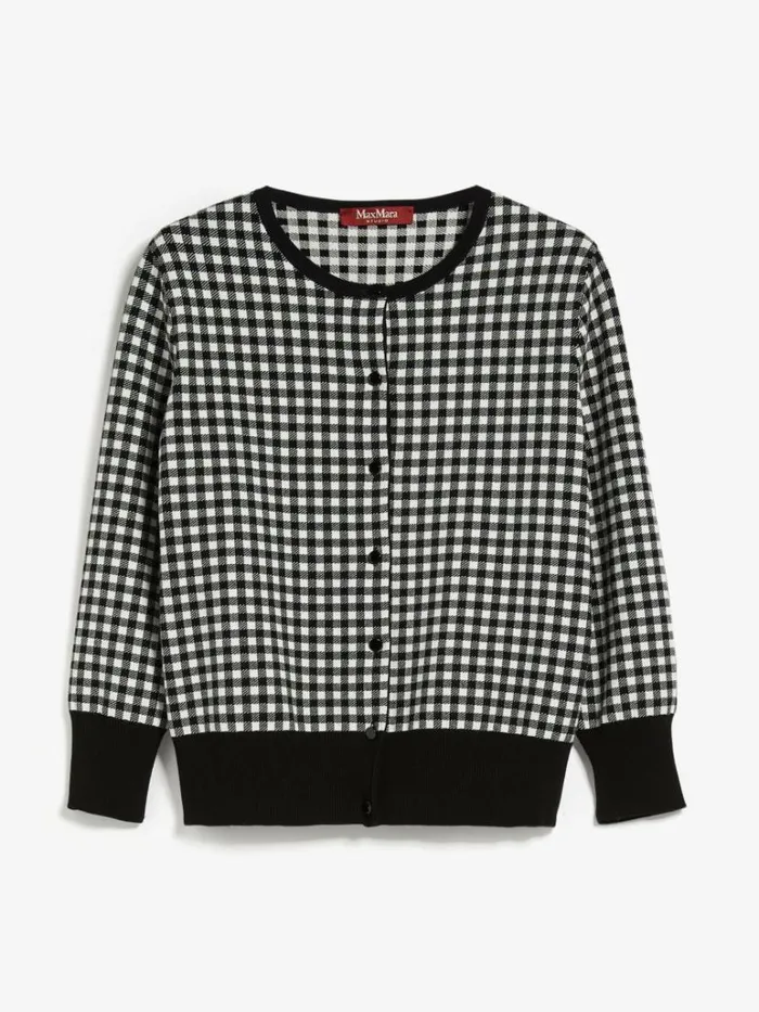 Women Max Mara Knitwear Jacquard Viscose Cardigan Black