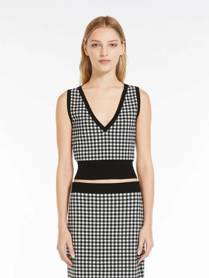 Women Max Mara Knitwear Jacquard Viscose Top Black