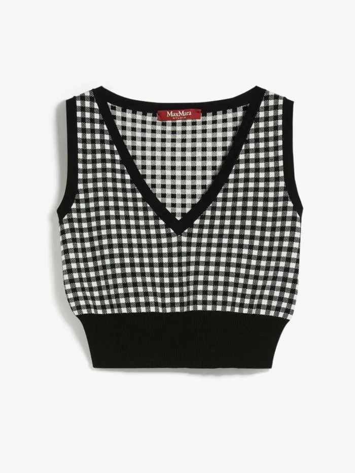 Women Max Mara Knitwear Jacquard Viscose Top Black