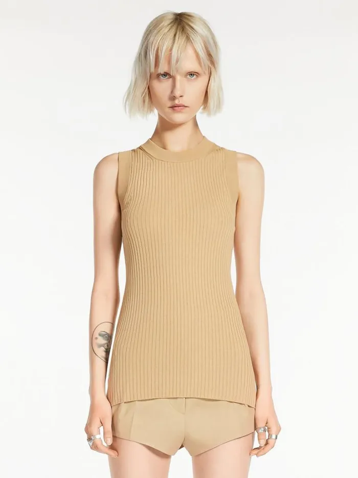 Women Max Mara Knitwear Knitted Vest Top Beige
