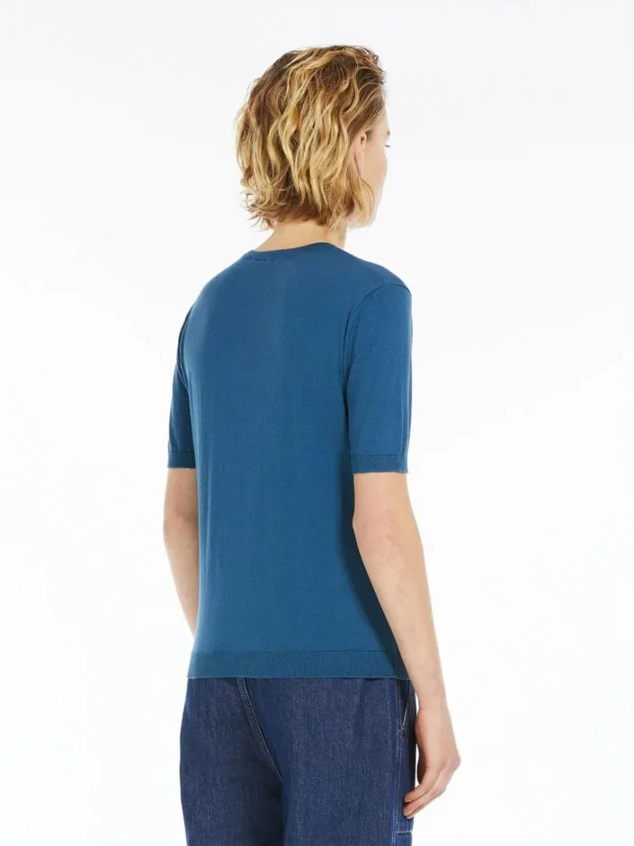 Women Max Mara Knitwear Silk And Cotton Yarn Tshirt Avio