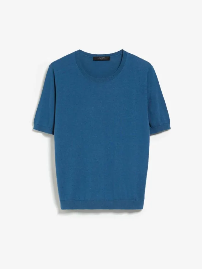 Women Max Mara Knitwear Silk And Cotton Yarn Tshirt Avio