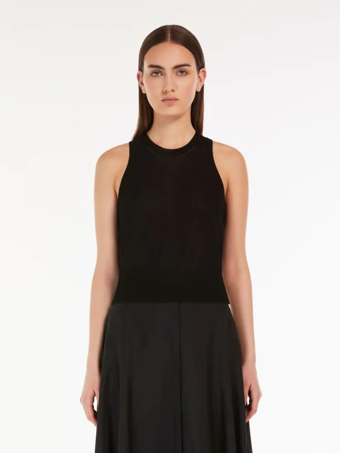 Women Max Mara Knitwear Viscose Yarn Top Black