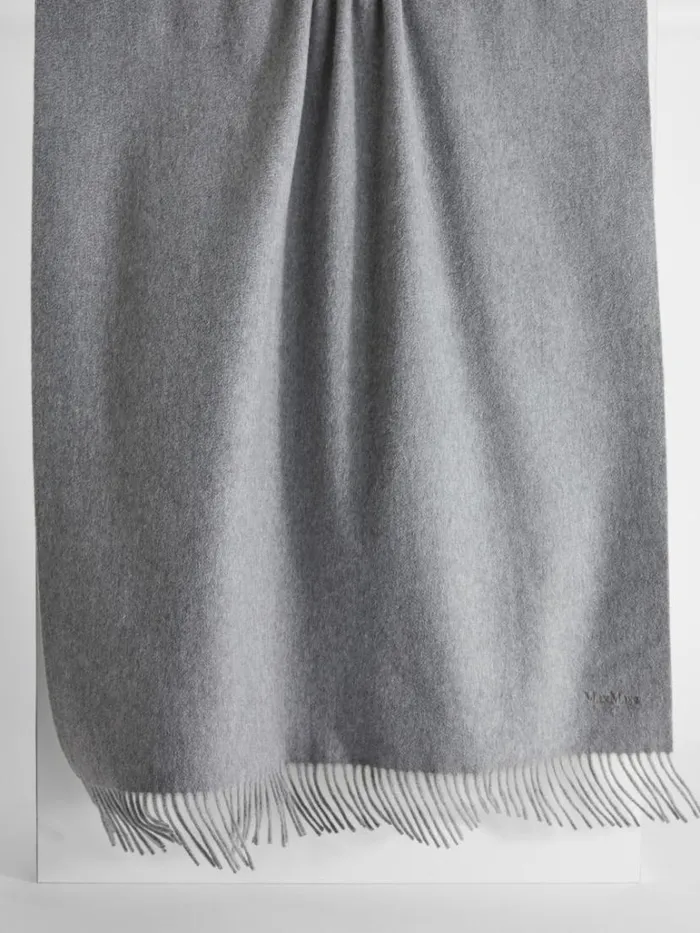 Women Max Mara Scarves And Foulards Cashmere Stole With Embroidery Light Grey