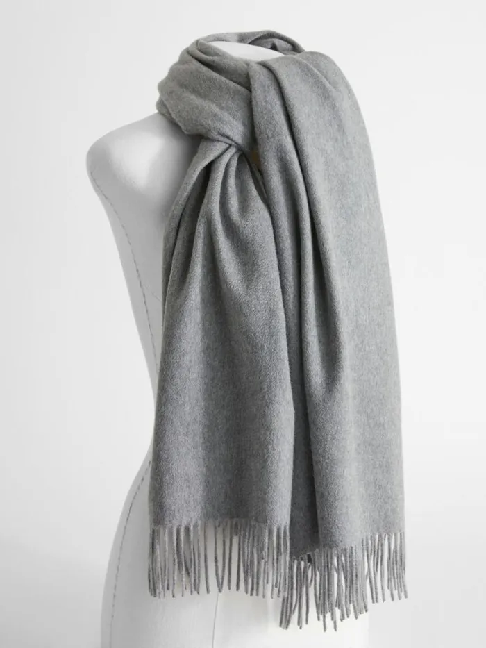Women Max Mara Scarves And Foulards Cashmere Stole With Embroidery Light Grey