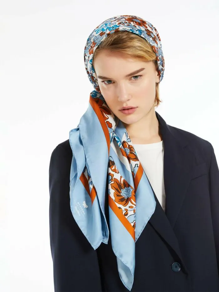 Women Max Mara Scarves And Foulards Silk Twill Shawl Orange