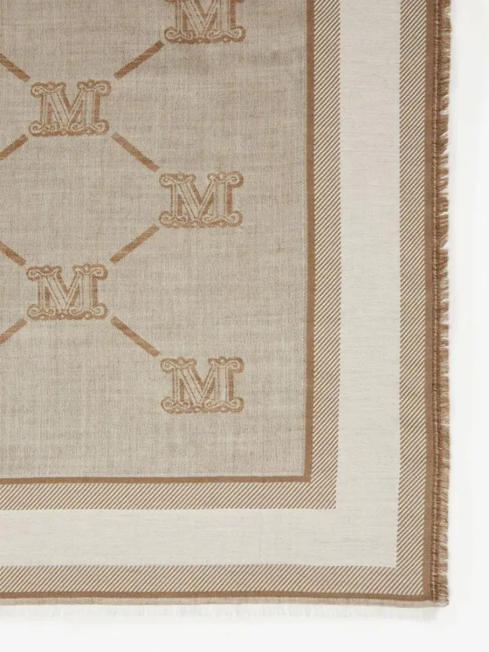 Women Max Mara Scarves And Foulards Wool Silk And Cashmere Shawl Beige