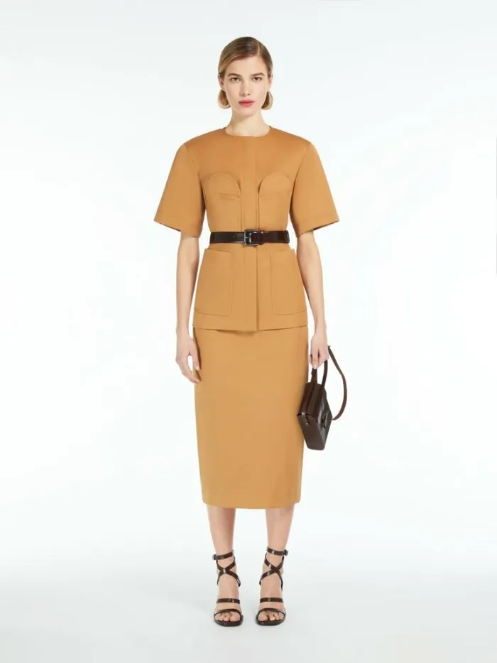 Women Max Mara Skirts Cotton Dungareesstyle Skirt Tobacco