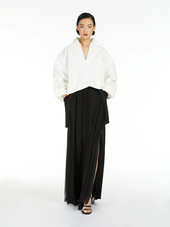 Women Max Mara Skirts Long Skirt In Silk Chiffon Black