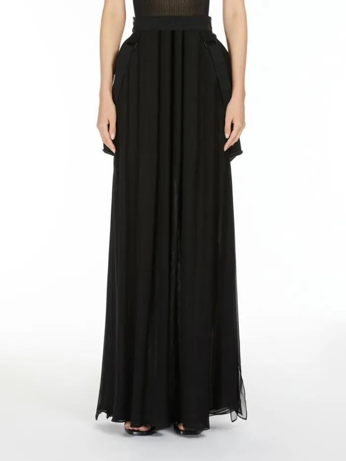 Women Max Mara Skirts Long Skirt In Silk Chiffon Black