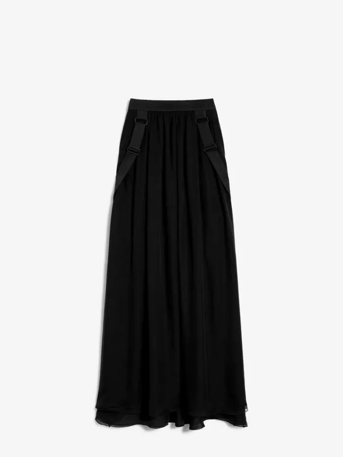 Women Max Mara Skirts Long Skirt In Silk Chiffon Black