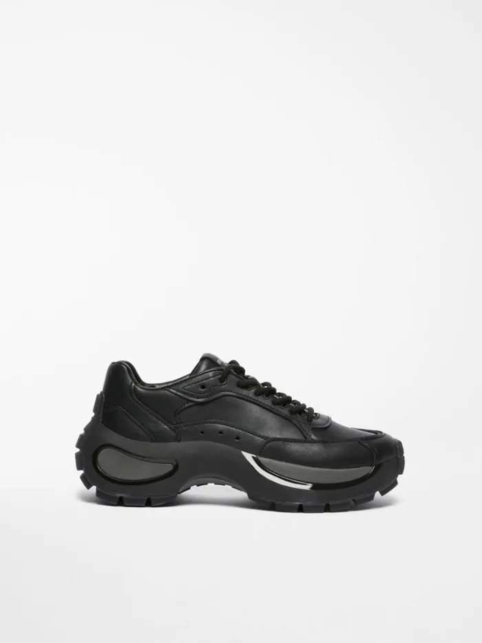 Women Max Mara Sneakers Chunkysole Leather Sneakers Black