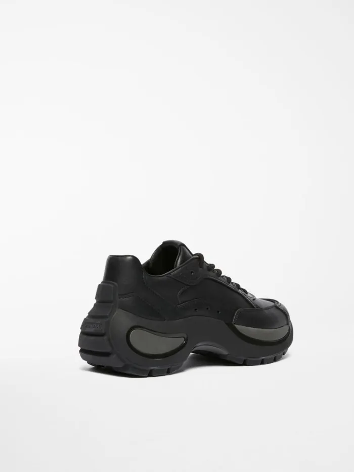 Women Max Mara Sneakers Chunkysole Leather Sneakers Black