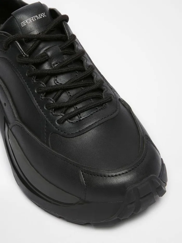 Women Max Mara Sneakers Chunkysole Leather Sneakers Black