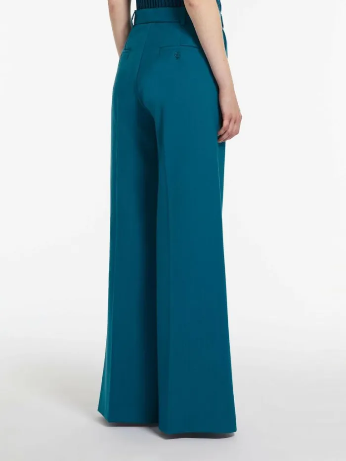 Women Max Mara Suit Flared Woollen Cloth Trousers Avio
