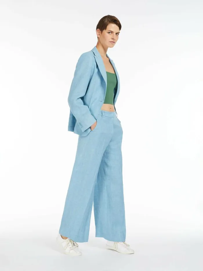 Women Max Mara Suit Linen Canvas Blazer Water