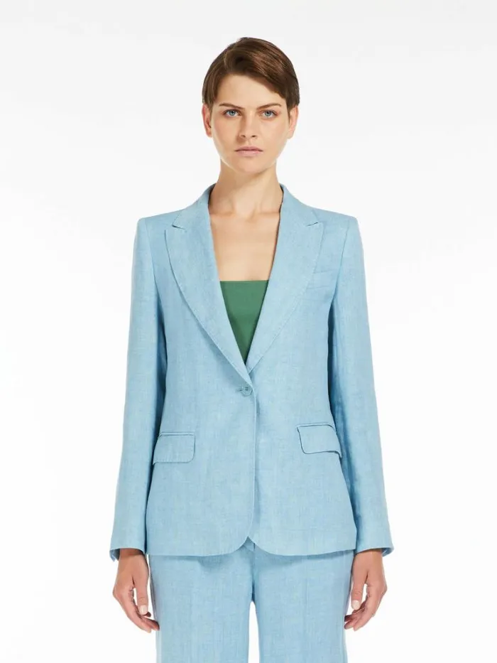 Women Max Mara Suit Linen Canvas Blazer Water
