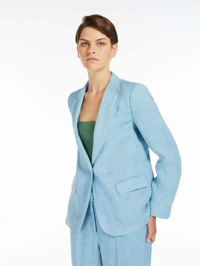 Women Max Mara Suit Linen Canvas Blazer Water