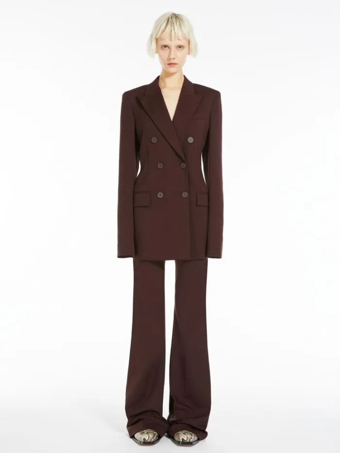 Women Max Mara Suit Scuba Jersey Trousers Dark Bown