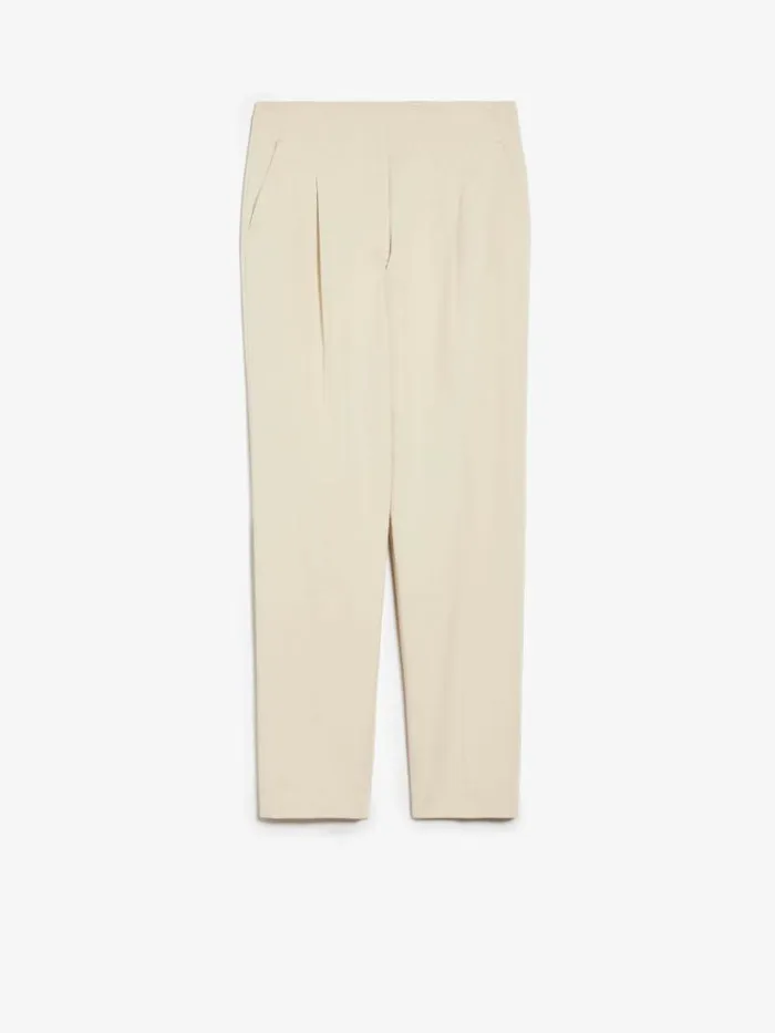 Women Max Mara Suit Stretch Gabardine Slim Trousers Beige
