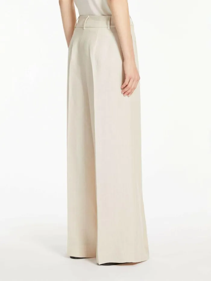 Women Max Mara Suit Widefit Linen Trousers Beige