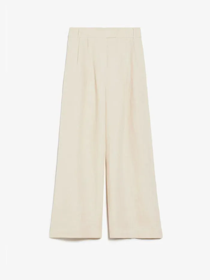 Women Max Mara Suit Widefit Linen Trousers Beige